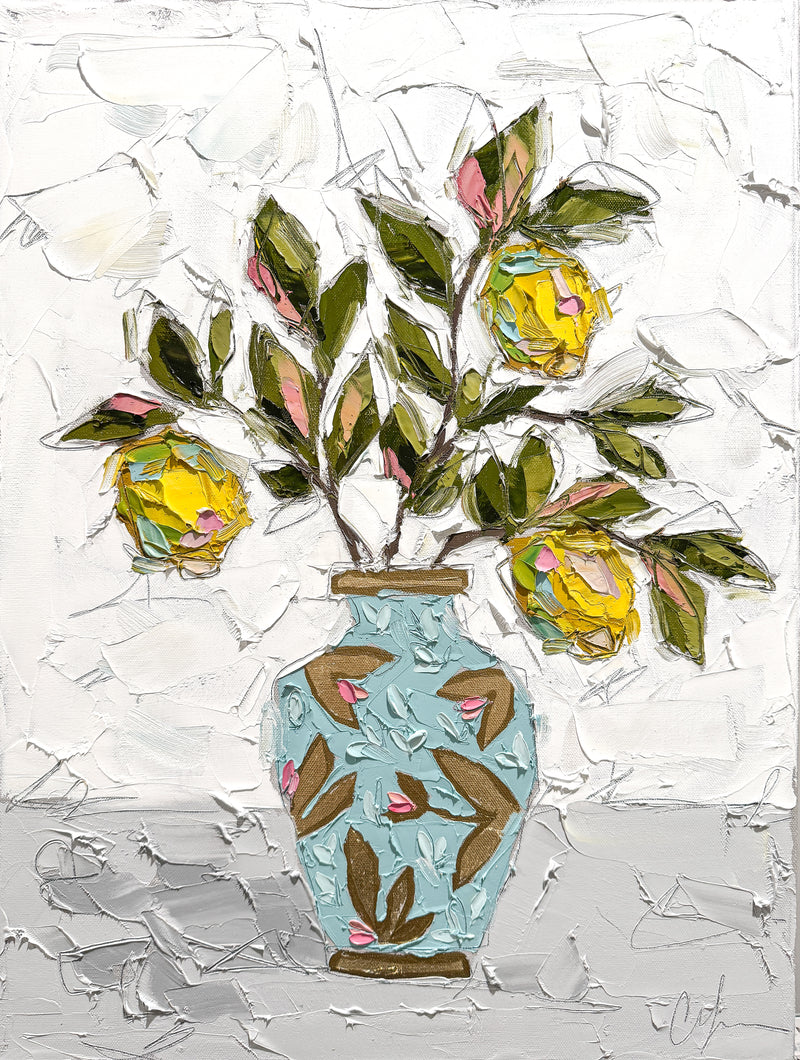 “Lemons in Teal Chinoiserie